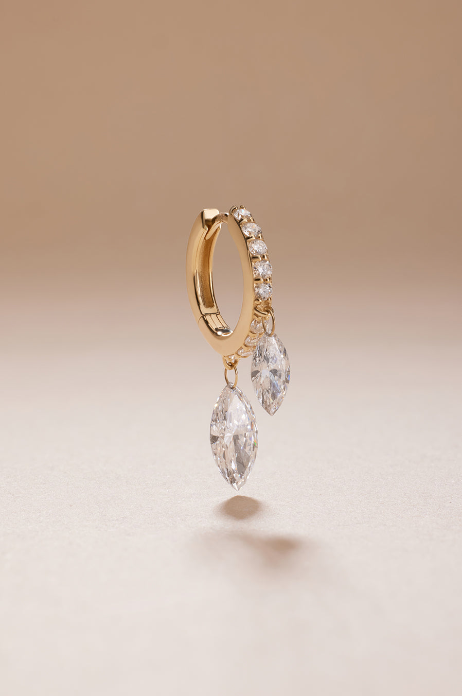 GOLD NOVO gold hoop and floating diamond earrings